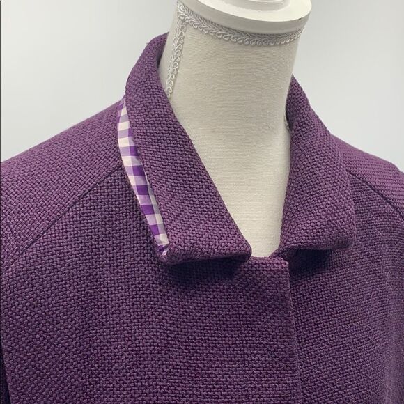 YSL Yves Saint Laurent Silk & Cotton Cropped Purple Coat Sz 12 (F44) - Picture 5 of 16